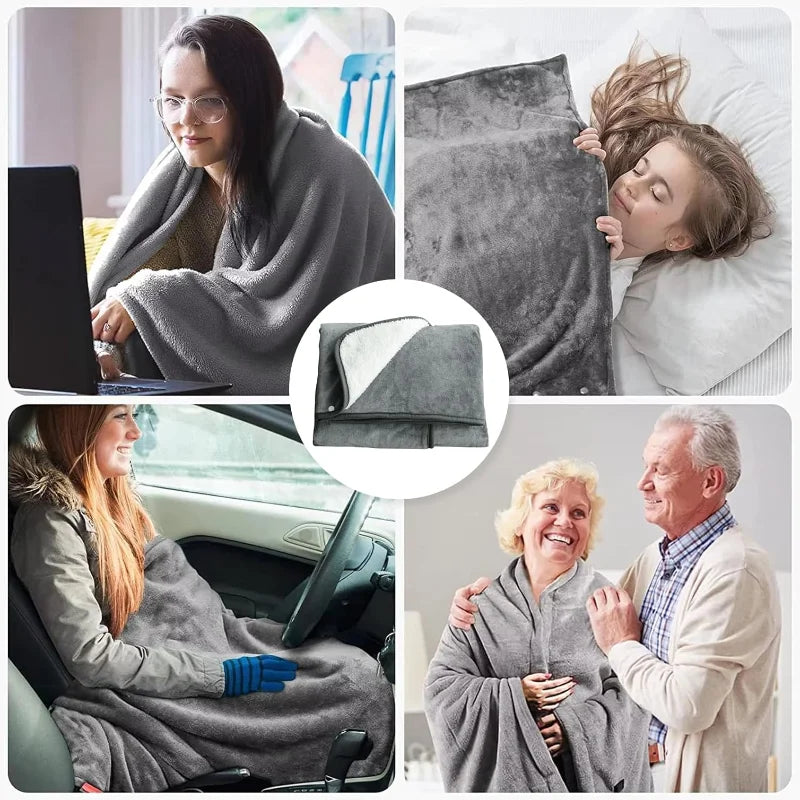 CozyTherm Wear Manta Térmica USB para Llevar | 150 × 85 cm | 3 Niveles de Temperatura | Lavable a Máquina y Portátil