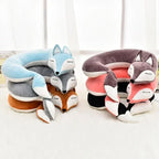 ReiseFuchs Almohada de Viaje | Súper Suave & Ergonómica | Diseño de Zorro de Dibujos Animados | Para Niños & Adultos