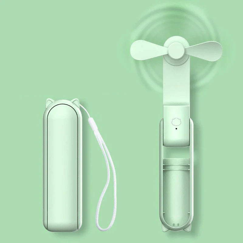 Mini Ventilador de Mano Breezella | Recargable por USB | 3 Velocidades | Plegable y Función de Powerbank | Batería de 2000 mAh