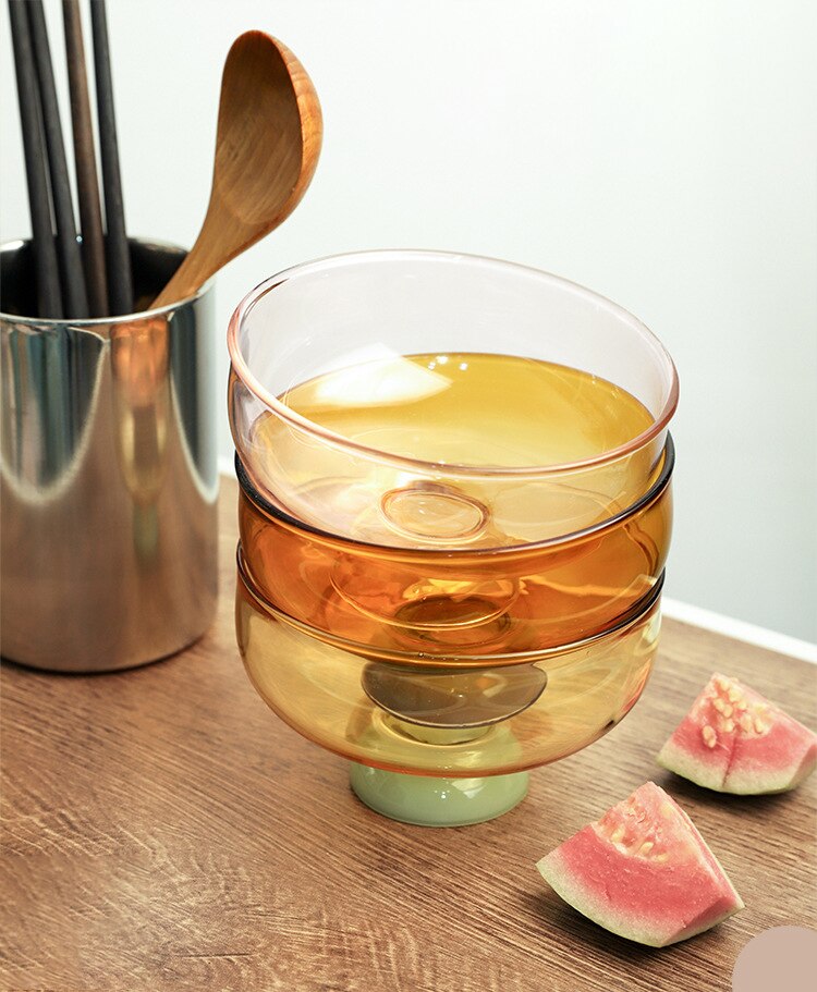 BowLift | Tazón de postre de borosilicato colorido con cuchara