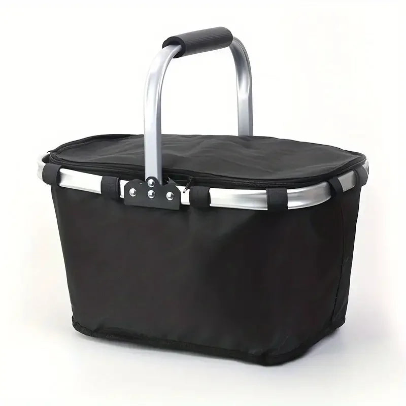 ThermaTrip Faltkorb | Cesta de picnic aislada con papel de aluminio y asa de transporte | Plegable en 3 partes | Para excursiones, parques, compras y viajes