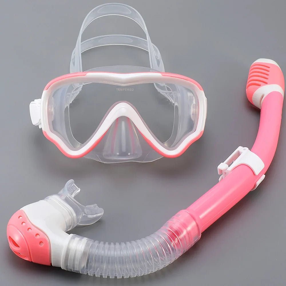 AquaJuni Máscara de Buceo para Niños con Snorkel | Antivaho & a Prueba de Fugas | Vidrio Templado & Silicona | Para Niños y Niñas de 7 a 15 Años