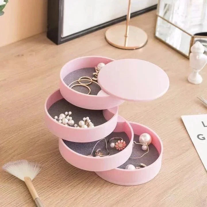 Velvira Caja de Joyas Giratoria | 5 Niveles con Tapa | A Prueba de Polvo & Compacta | Para Joyería, Accesorios para el Cabello & Maquillaje