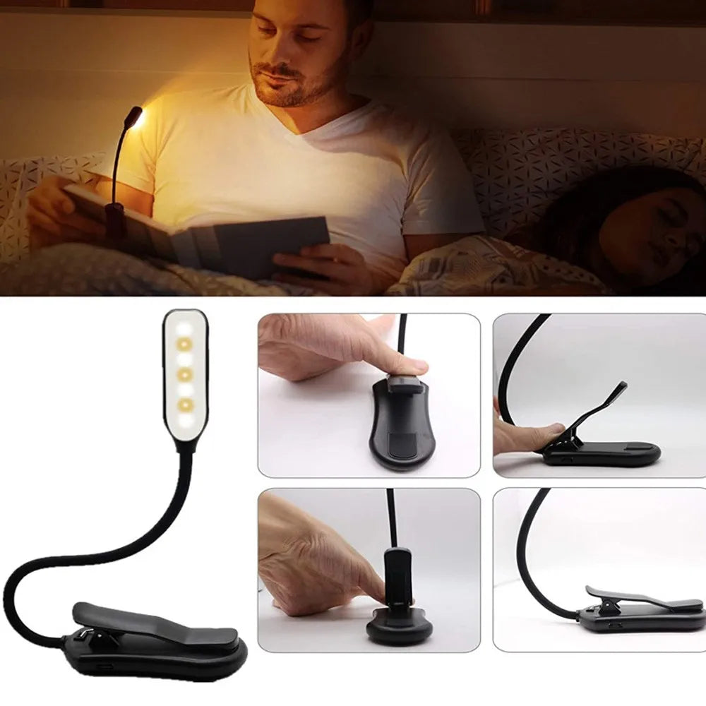 LumiLeaf 7 LED Lámpara de Lectura | Recargable por USB | 3 Temperaturas de Color y 9 Niveles de Brillo | Flexible y Amigable con los Ojos
