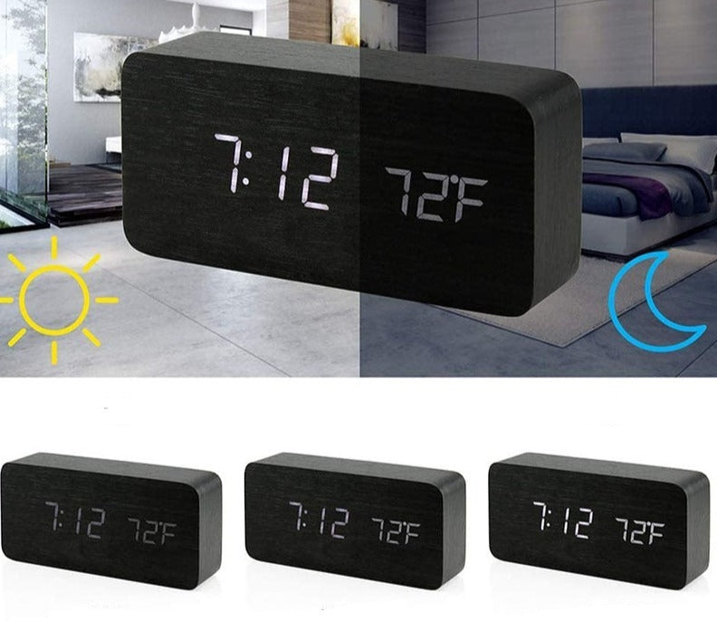 Reloj Digital de Escritorio de Madera