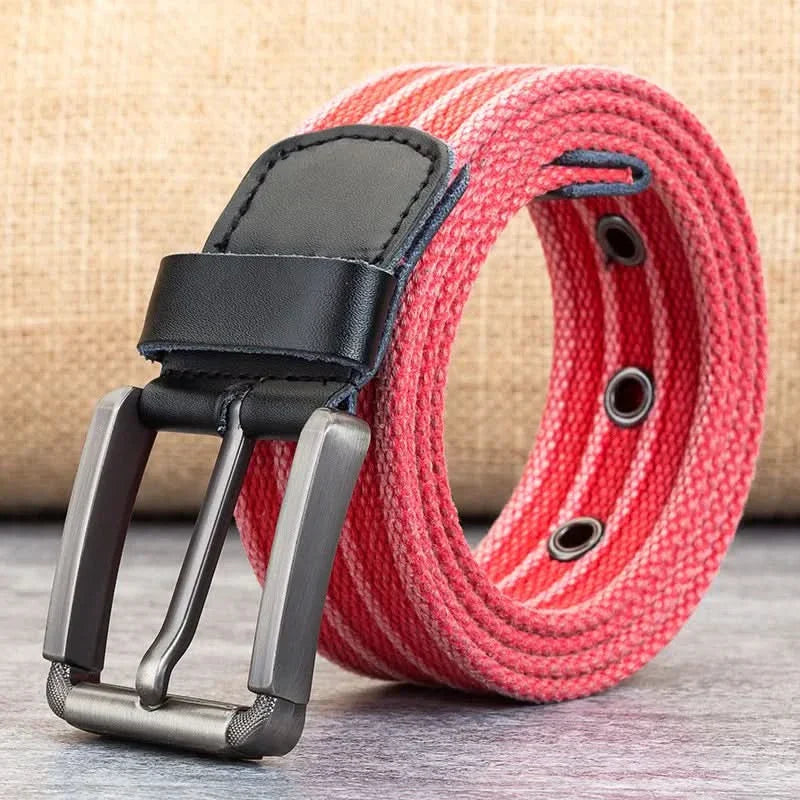 Lisslune | Cinturón de Lona para Hombre – Banda Ajustable Casual a Rayas