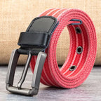 Cinturón de Lona para Hombre – Banda Ajustable Casual a Rayas