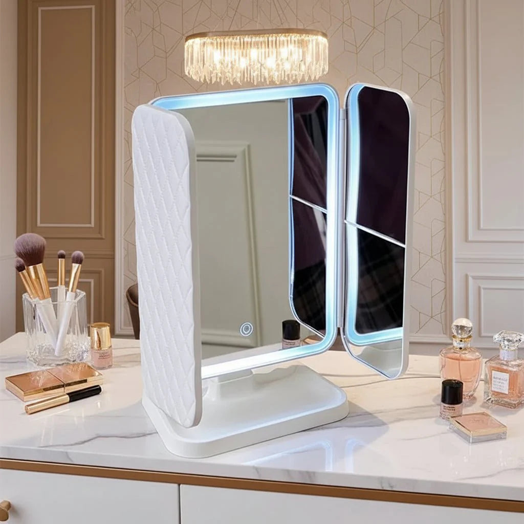 GLAMLITE MIRROR – Espejo de tres partes con iluminación LED en 3 colores para el maquillaje perfecto