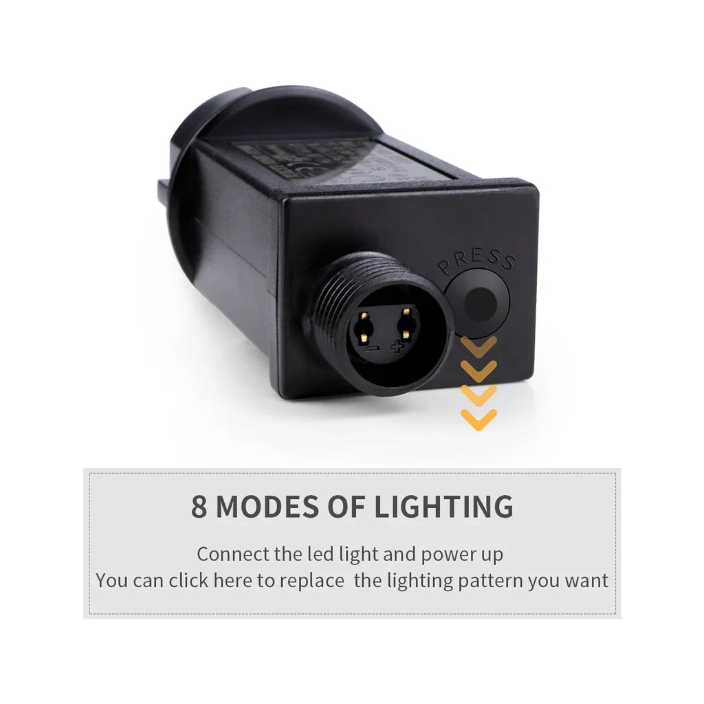LuminaraX | Cadena de luces LED exterior 24V | 8 modos de iluminación | Impermeable IP65 | 10–100 m | Para jardín, casa y decoración navideña