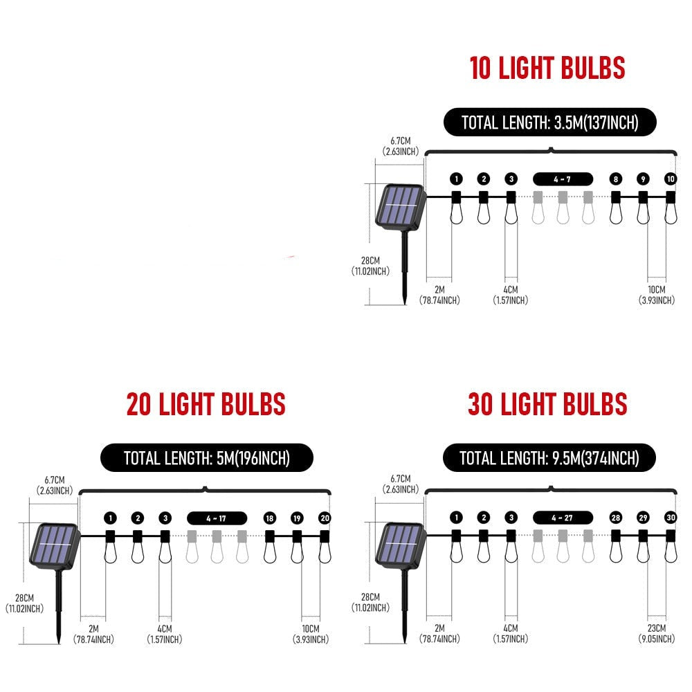Luces de cadena LED solares para exteriores