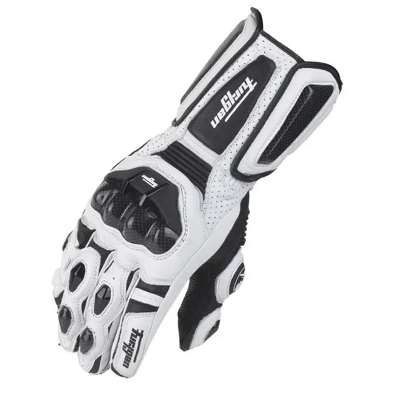 BowLift | Guantes de Motocicleta RidePro Carbon | Impermeables y Resistentes al Viento | Compatibles con Pantalla Táctil | Protectores de Cuero Genuino | Para Verano e Invierno