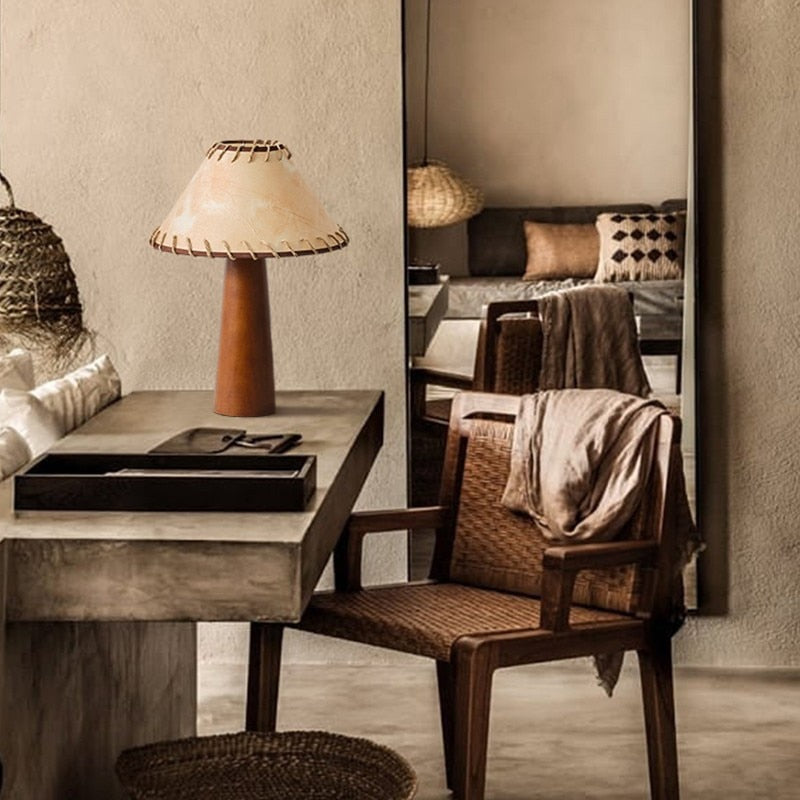 ZenWood | Lámpara de mesa LED de madera en estilo Wabi-Sabi de estilo japonés