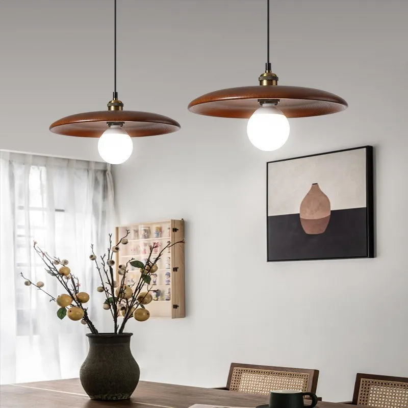Oriva | Lámpara colgante en forma de disco de madera