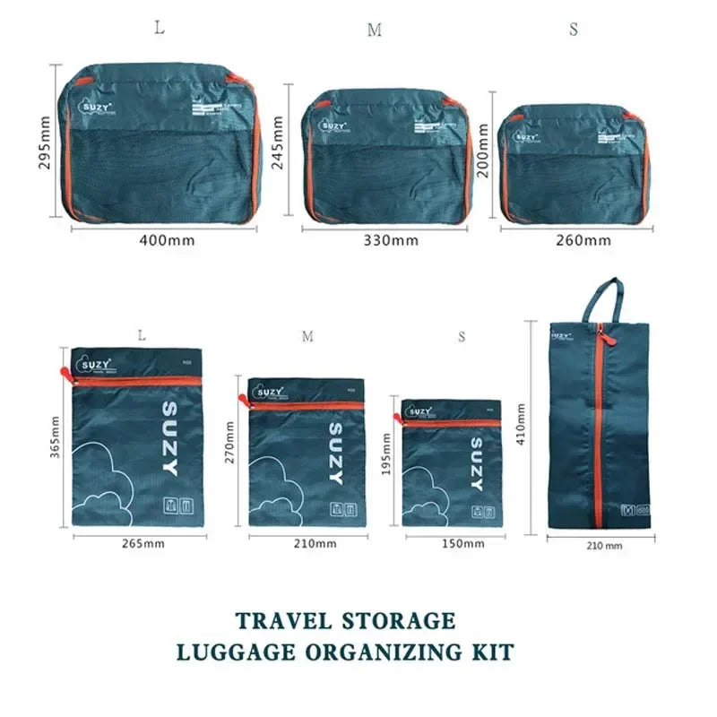 Packavio Set de Organizadores de Viaje 7 piezas | Bolsas para Ropa y Zapatos | Ahorra Espacio & Resistente al Agua