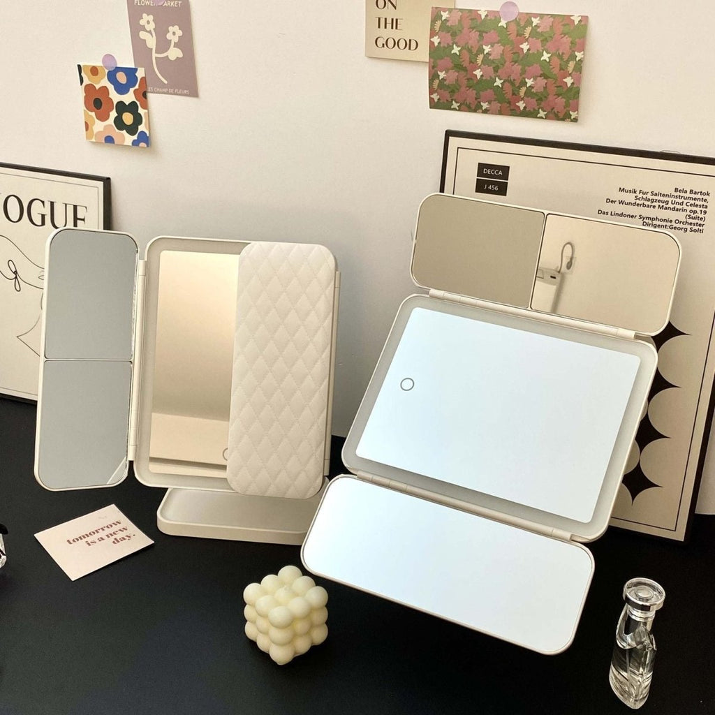 GLAMLITE MIRROR – Espejo de tres partes con iluminación LED en 3 colores para el maquillaje perfecto