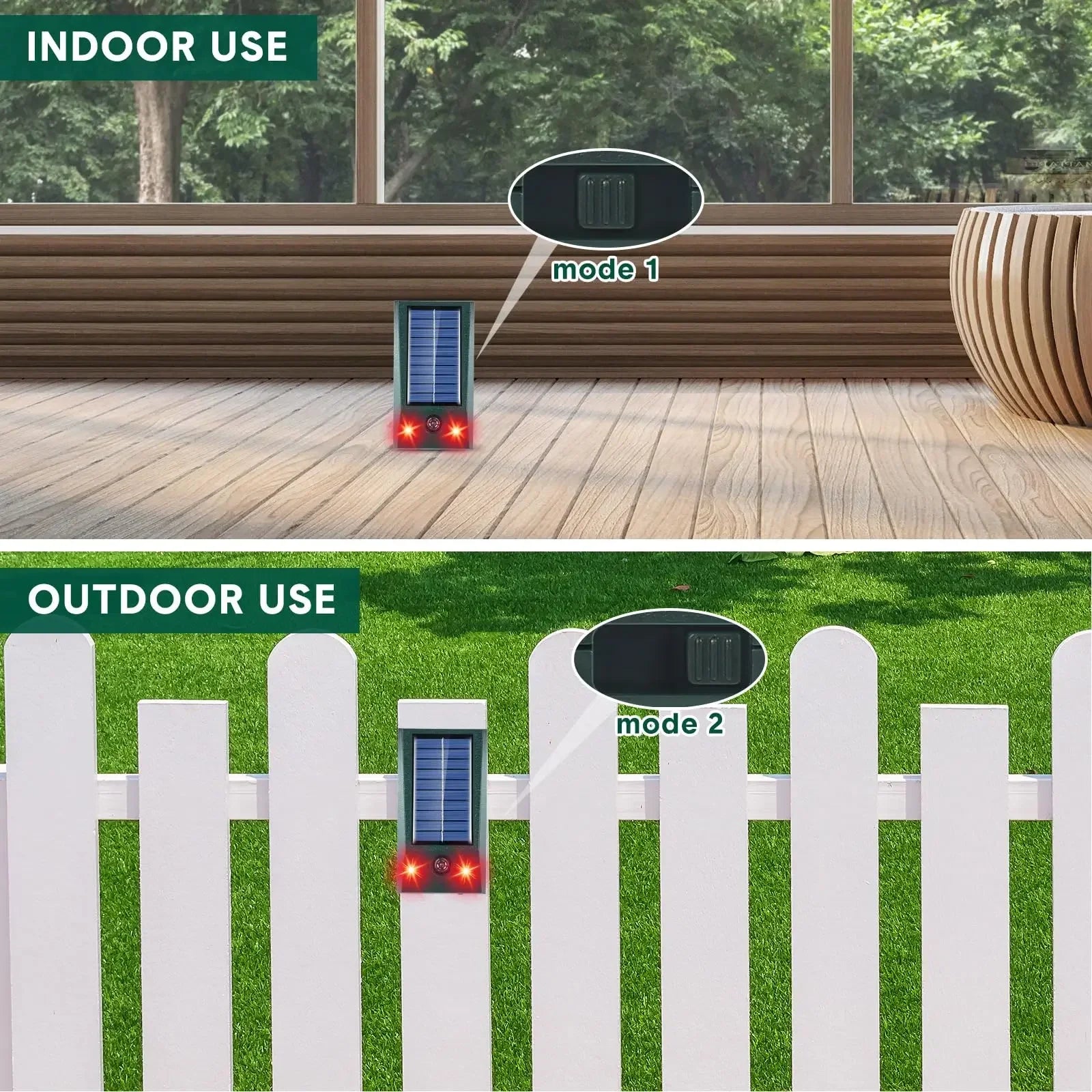 SolarGuardix Repelente Ultrasónico de Aves Solar | Con LED y Sensor de Movimiento | Impermeable IP58 | Cobertura de 600 m²