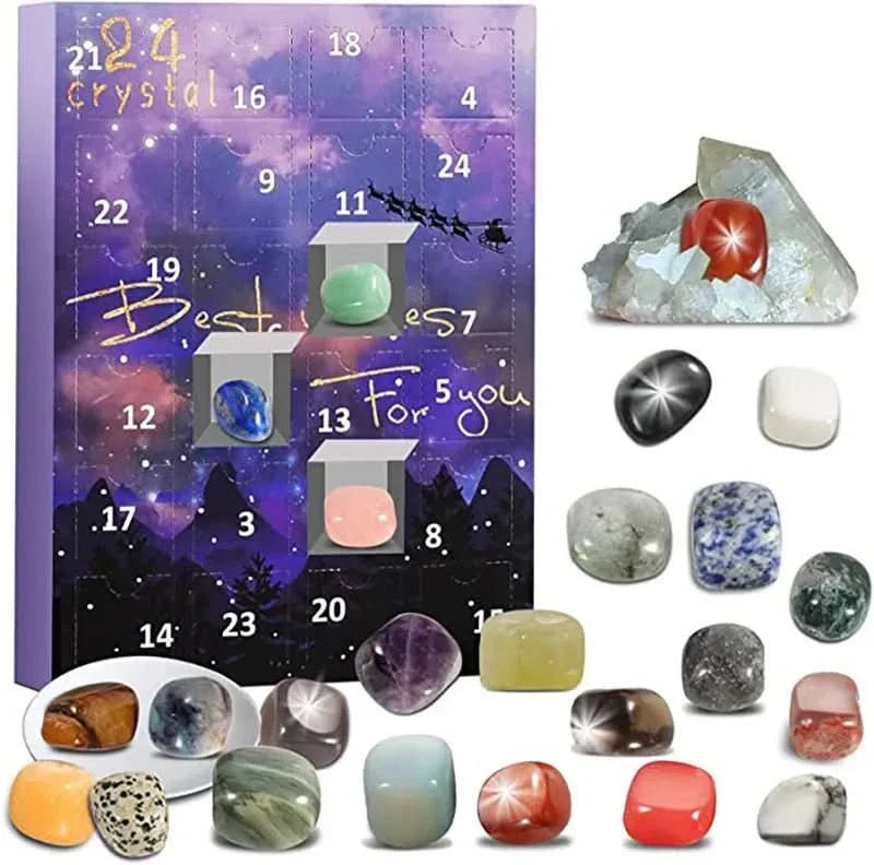 CRYSTALGEMS – Calendario de Adviento de Piedras Preciosas Mágicas con 24 Cristales Naturales
