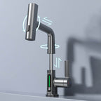 Grifo de cocina flexible con pantalla – giratorio 360° y 5 modos de chorro