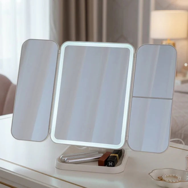 GLAMLITE MIRROR – Espejo de tres partes con iluminación LED en 3 colores para el maquillaje perfecto