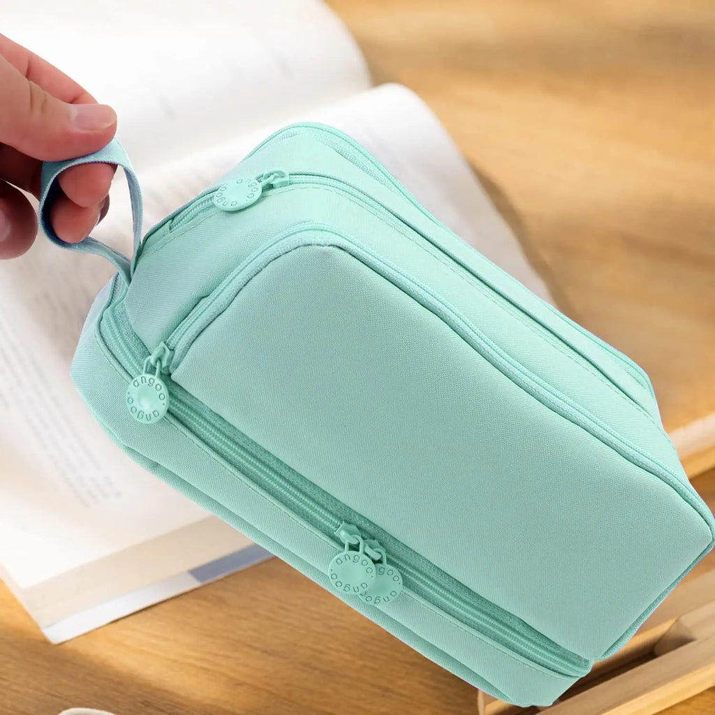 Estuche de lona negra con compartimento para regla | Estuche | Funda de doble capa para uso escolar