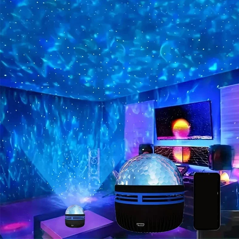 Polariva Proyector de Auroras Boreales | Sincronización de Música y Control Remoto | Luz Ambiental RGB | Carga por USB | 7,8×7,8×8,7 cm