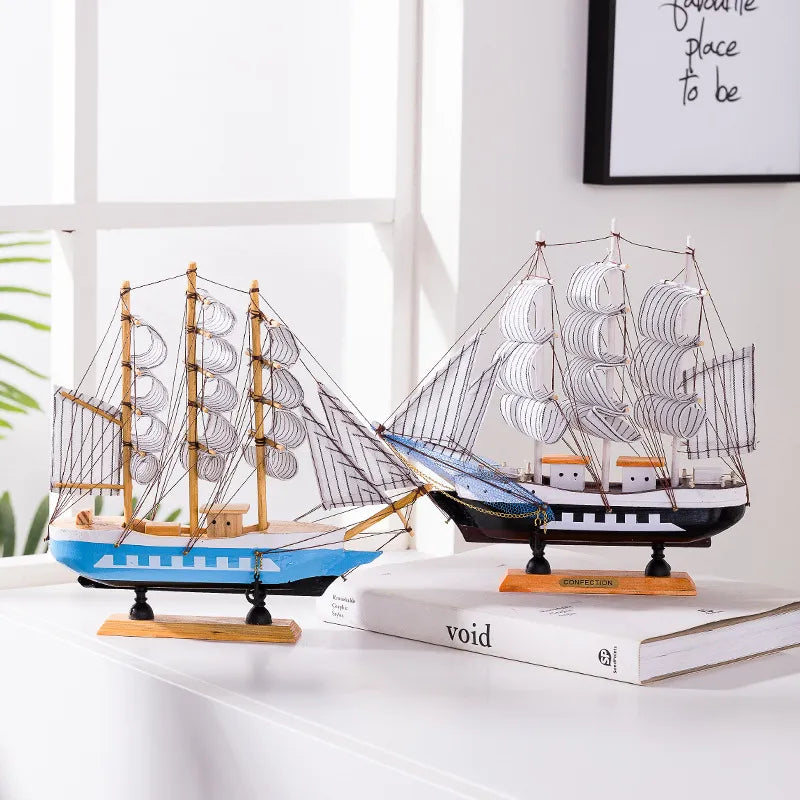 BowLift | Escultura de Velero de Madera Nórdica Royaleva - Pieza decorativa iluminada por LED, a pilas