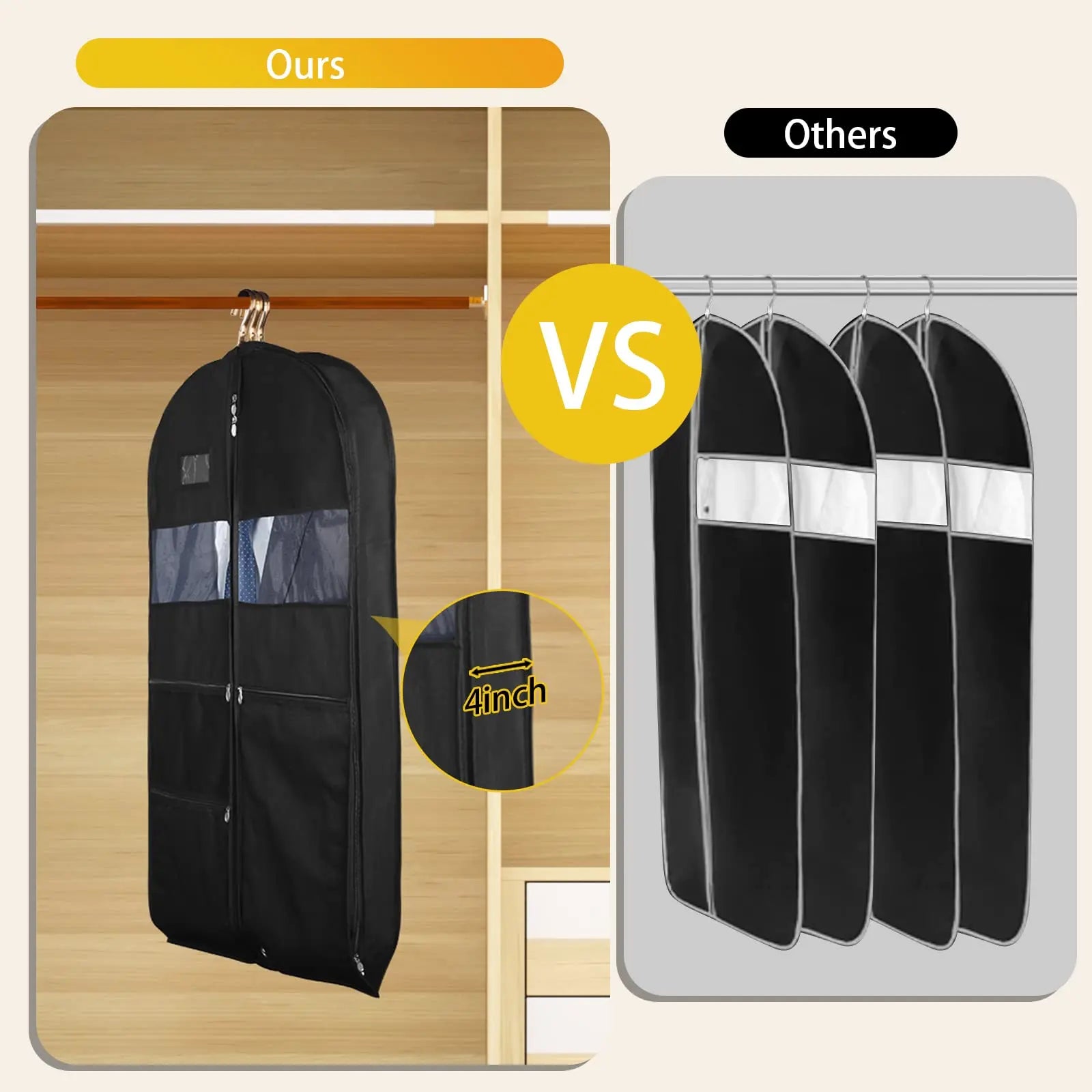 ReiseKleider Funda para Ropa de Viaje | Cremallera Doble Lado & Bolsillos XXL | Transpirable & Transparente | Organizador de Trajes Colgante de 43 Pulgadas