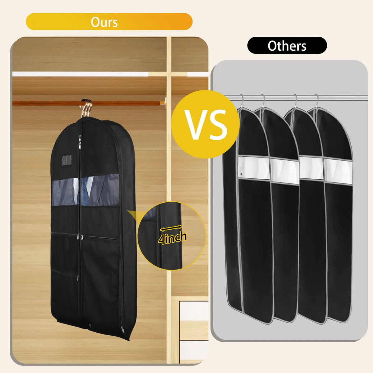 ReiseKleider Funda para Ropa de Viaje | Cremallera Doble y Bolsas XXL | Transpirable y Transparente | Organizador de Trajes Colgante de 43 Pulgadas