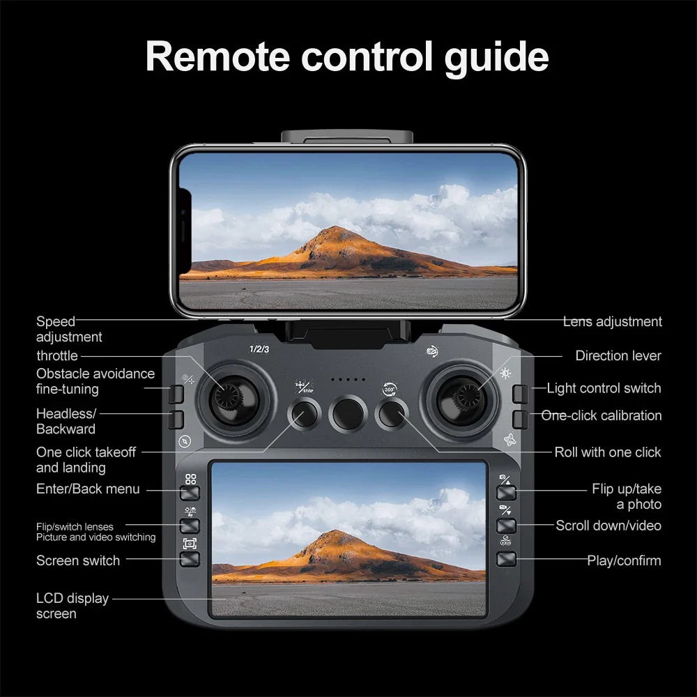 AeroPro Drone 4K UHD Doble Cámara 5G WIFI Cuadricóptero Plegable | Drone | Drone Profesional con Motor Sin Escobillas, FPV y Fotografía Aérea
