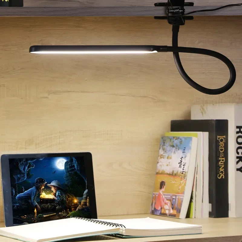 Lámpara de Clip LED LumaFlex | 3 Colores de Luz y 10 Niveles de Brillo | Operación USB | Cuello Flexible | Amigable con los Ojos y Regulable