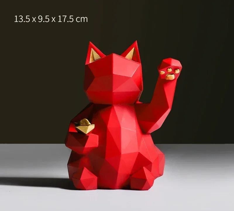 Lisslune | Estatuas de Gato de la Suerte en Geometría Minimalista Nórdica