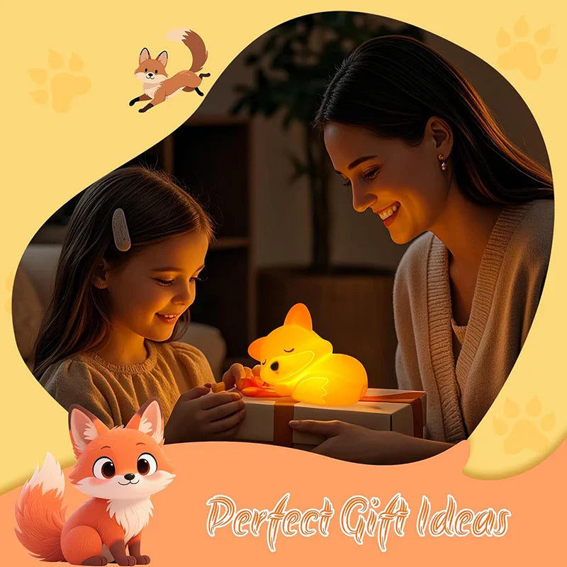 Luz nocturna Fuchs de silicona | Recargable, regulable y con temporizador | Dulce idea de regalo para niños y adultos