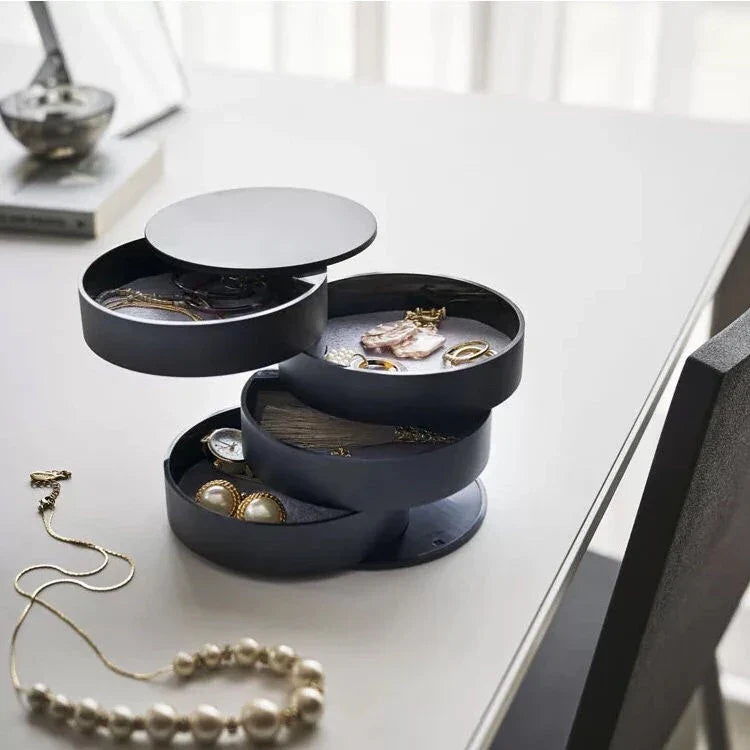 Velvira Caja de Joyas Giratoria | 5 Niveles con Tapa | A Prueba de Polvo & Compacta | Para Joyería, Accesorios para el Cabello & Maquillaje