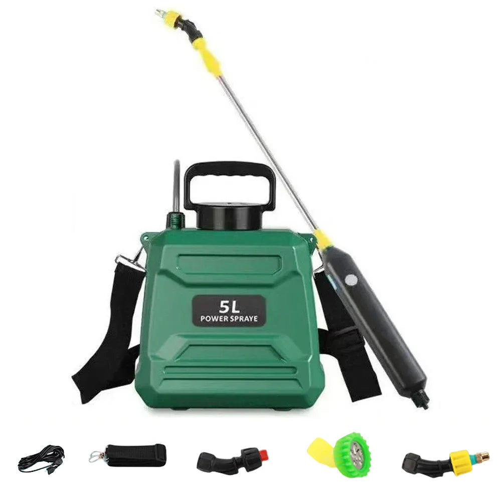 SPRAYMATE Pro Pulverizador a Batería | Botella de Spray de 5 L para Hombro | Carga USB & Boquilla Ajustable | Para Jardín, Limpieza & Control de Malezas