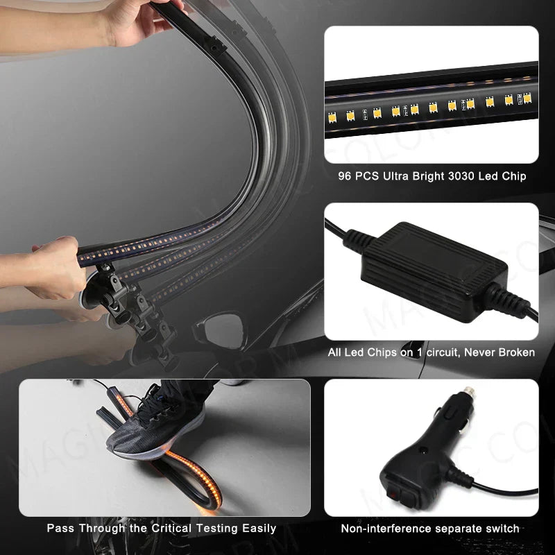Lisslune | Barra de Luz Estroboscópica de 96 LED – Veyra – (Advertencia de Emergencia para Automóviles)