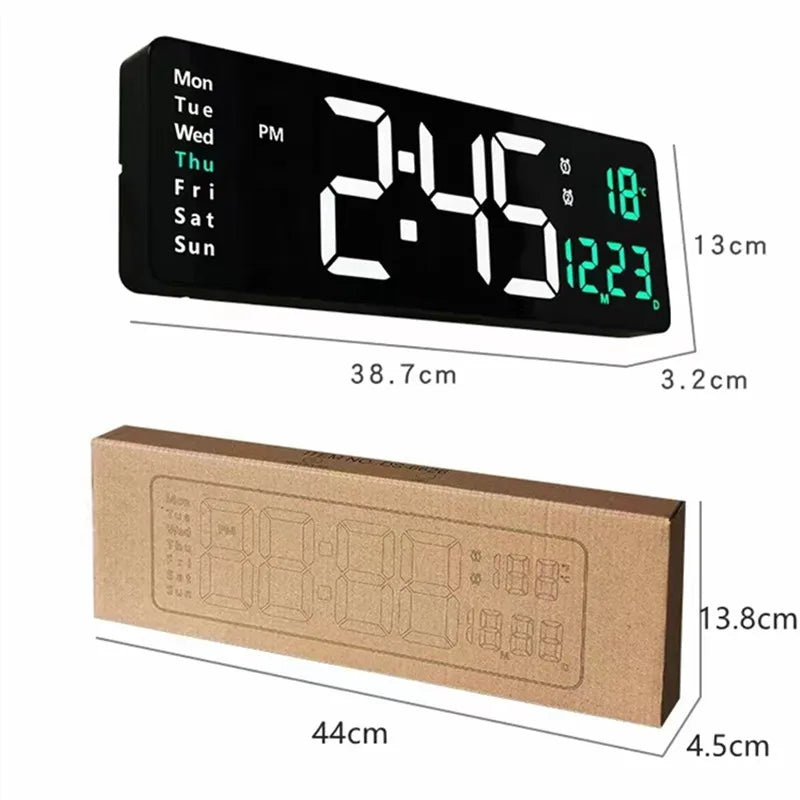 Reloj de pared LED moderno con temporizador, fecha y control remoto