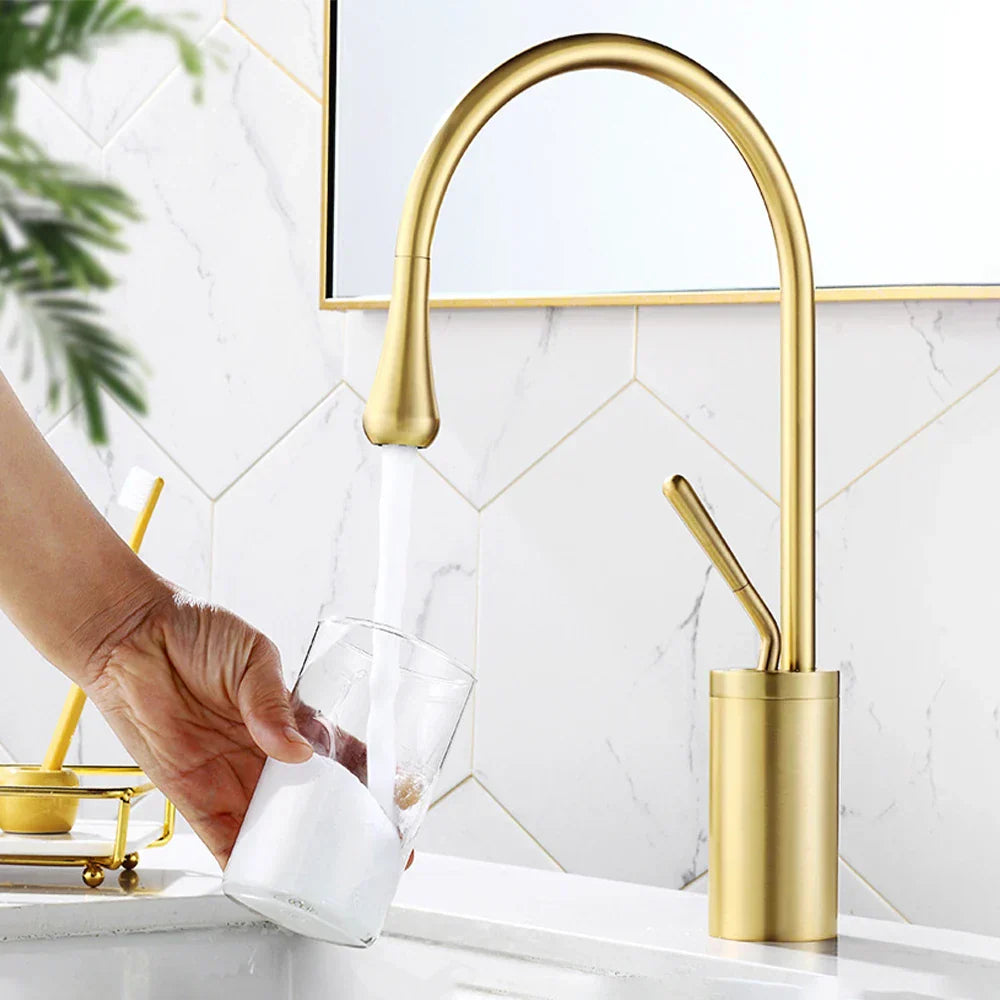 BrassGlow - Grifo Mezclador Caliente y Frío para el Lavabo