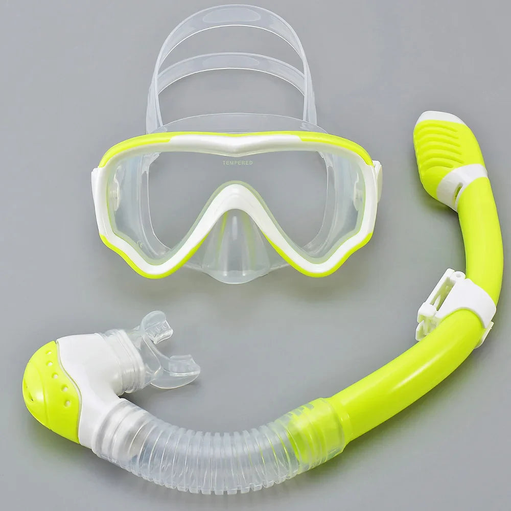 AquaJuni Máscara de Buceo para Niños con Snorkel | Antivaho & a Prueba de Fugas | Vidrio Templado & Silicona | Para Niños y Niñas de 7 a 15 Años