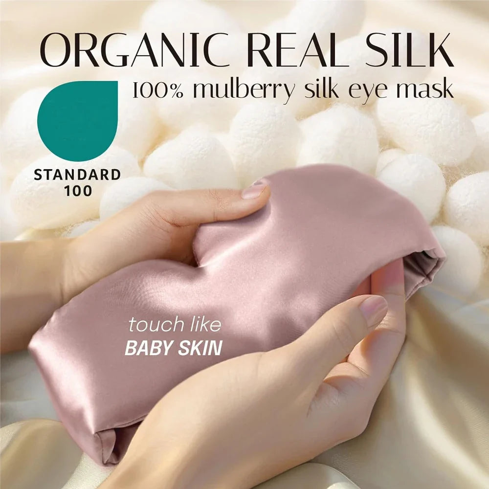 Mascarilla de Sueño Silana DreamSil de 100 % Seda de Morera | Bloqueadora de Luz & Acolchada | Súper Suave & Transpirable | Para Viajes, Sueño & Relajación