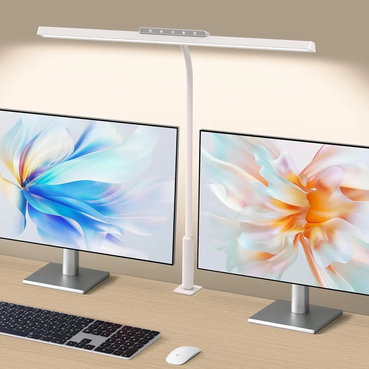 Lámpara de escritorio LED Lumavue con pinza | Iluminación de ancho extra | Regulable sin escalas y temperatura de color ajustable | Para oficina en casa y puesto de trabajo con pantalla