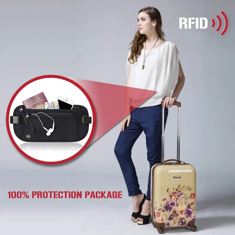 SafeTraveler Riñonera | Protección RFID | Compartimento de seguridad oculto | Para damas y caballeros