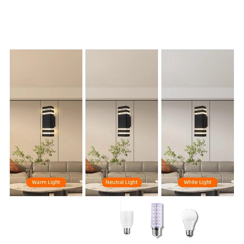 LumiBloc Lámpara de Pared LED Exterior | Efecto Up & Down | Casquillo E27 | IP65 Impermeable | Diseño Moderno para Jardín y Balcón