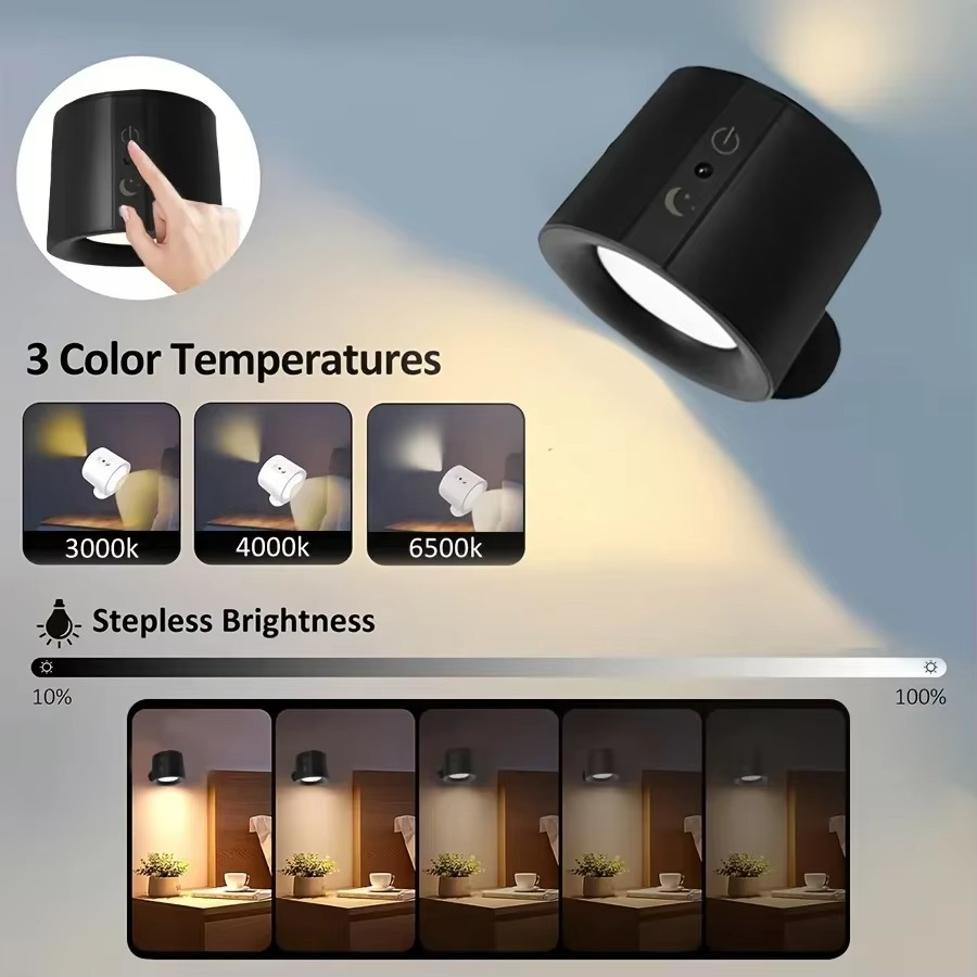 Skanto | Lámpara de pared LED – Recargable, magnética y luz bidireccional para interiores