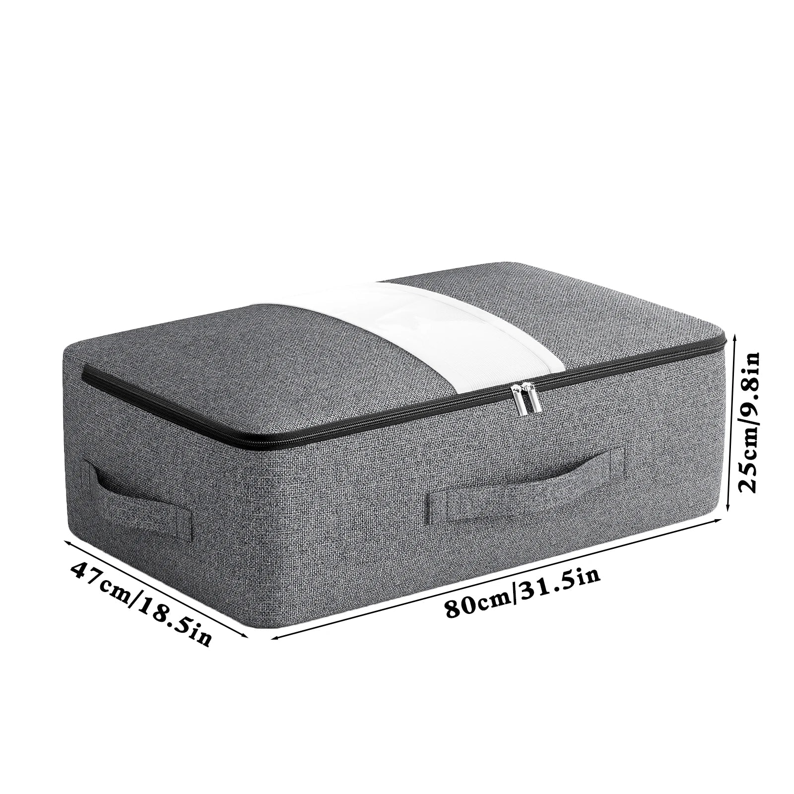 Livono Bolsa de Almacenamiento | Extra Grande y Plegable | Con Ventana Transparente y Cremallera | Tejido Cationico Gris