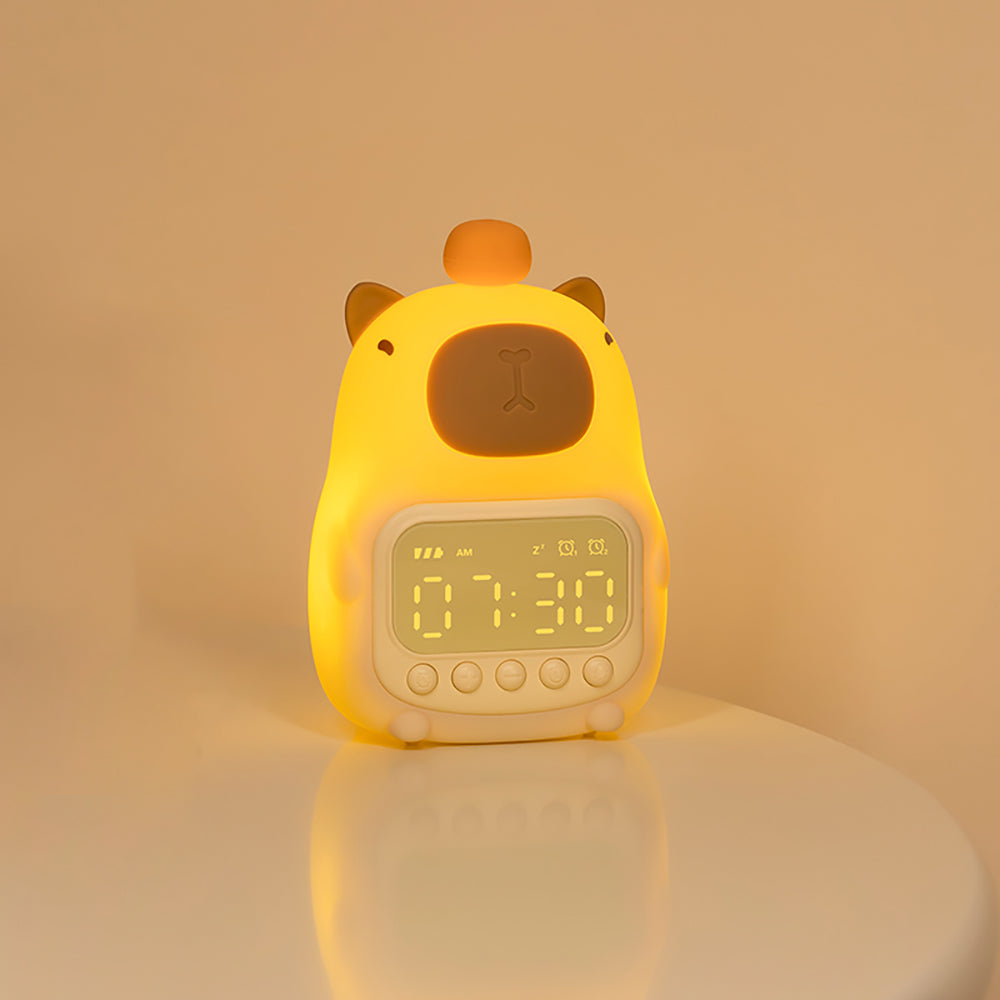CapyGlow – Reloj despertador en forma de capibara con suave brillo y diseño recargable