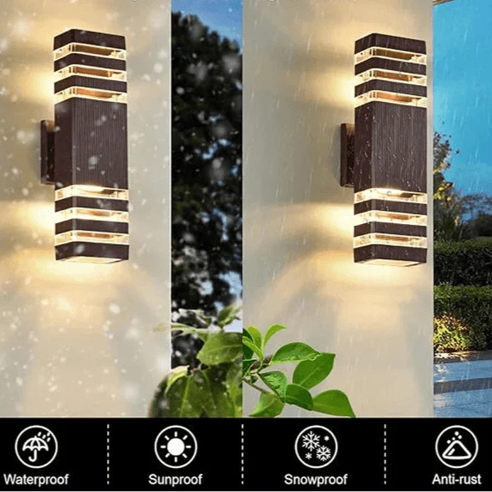 LumiBloc Lámpara de Pared LED Exterior | Efecto Up & Down | Casquillo E27 | IP65 Impermeable | Diseño Moderno para Jardín y Balcón