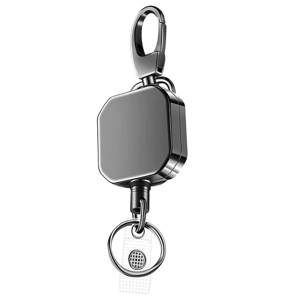 Llavero de Carabineros Retráctil de Metal con Cable de Acero – Carrete de Seguridad 71.8 cm