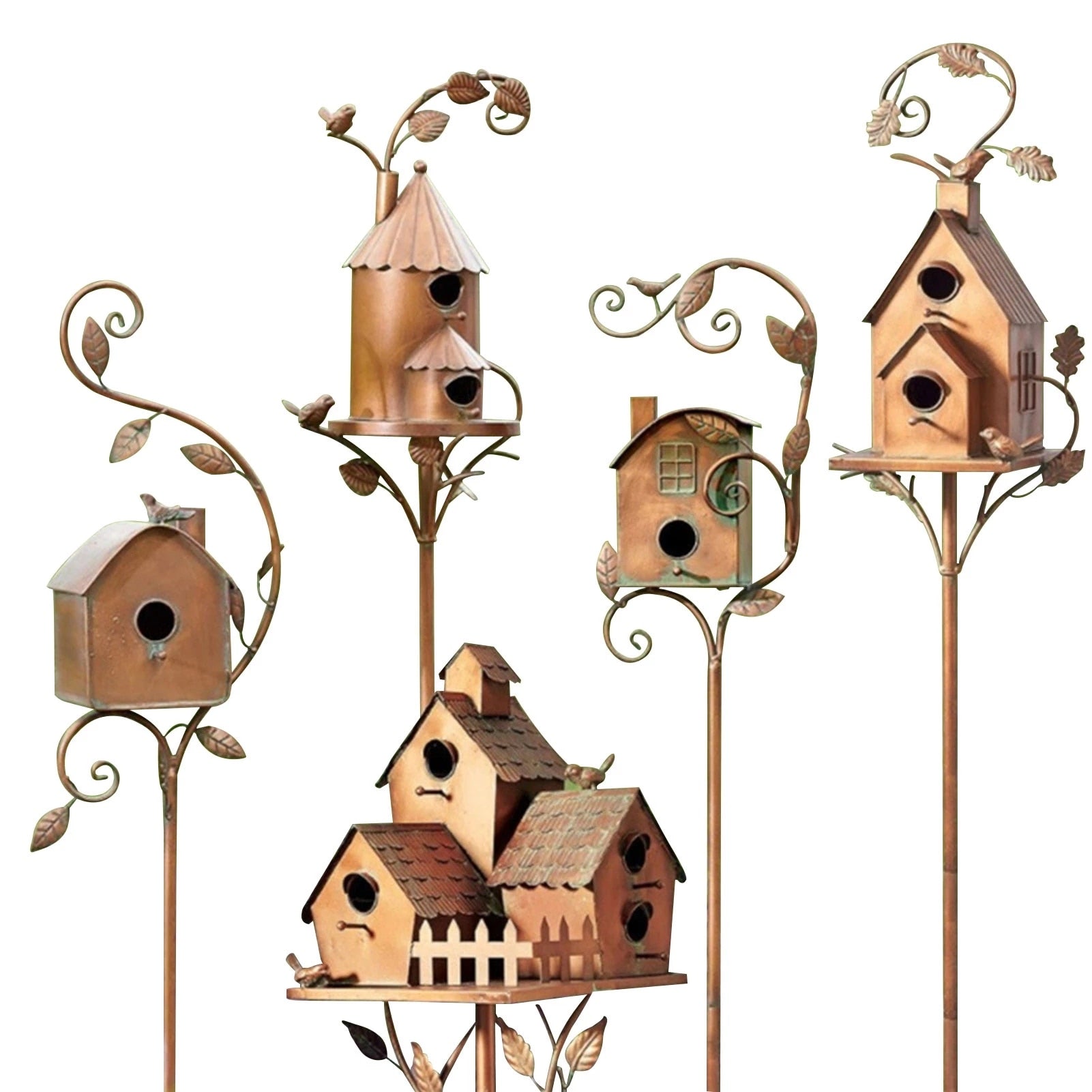 Kalsten | Casa de pájaros de arte en metal en estaca de jardín - FeatherNest