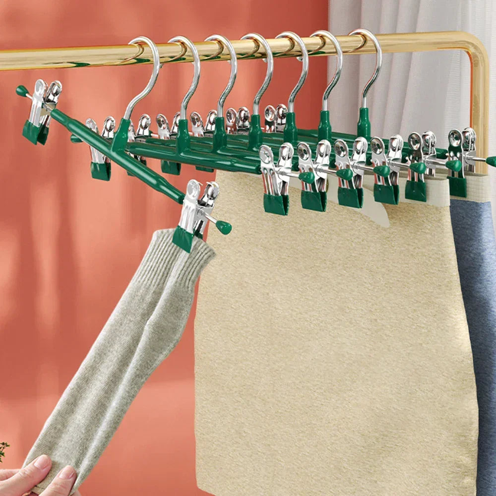 Kalsten | Percha de Acero Inoxidable Closyra con Clips | Ajustable y Antideslizante | Para Faldas, Pantalones y Ropa Interior | Ahorra Espacio y Sin Costuras