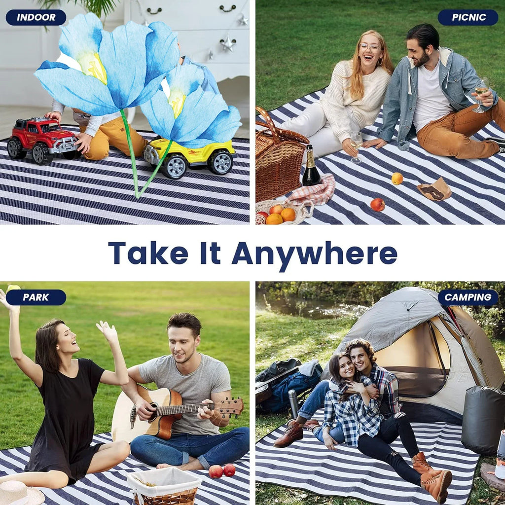 Vivantura Manta de Picnic Extra Grande | Impermeable y Resistente a la Arena | Plegable para 8 Personas | Ideal para Playa y Parque